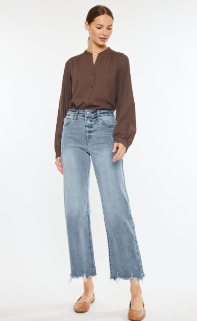 KanCan Violet High Rise Slim Wide Leg Jeans