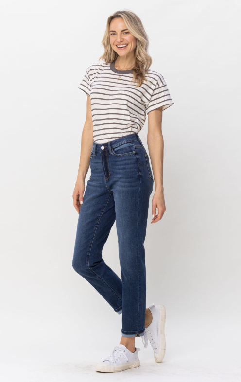 Belle High Rise Cool Denim Sustainable Cuff Boyfriend Jeans