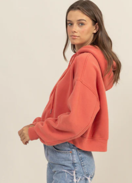 Mineral Wash French Terry Hoodie - Coral