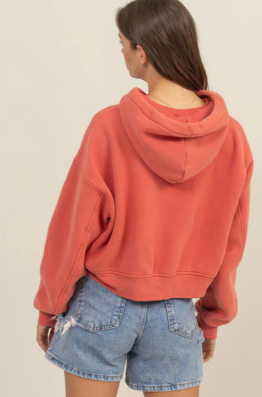 Mineral Wash French Terry Hoodie - Coral