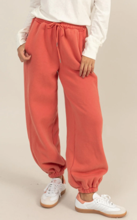 Mineral Wash Frenh Terry Joggers - Coral