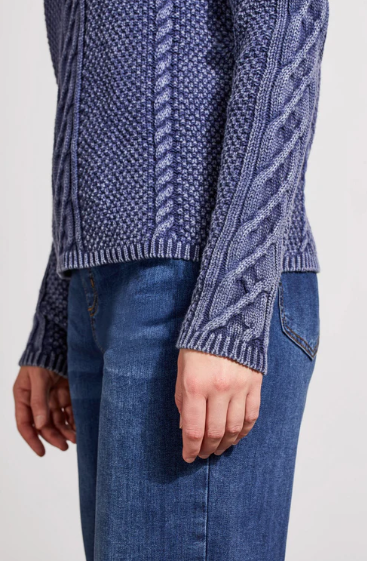 Cotton Funnel Neck Sweater - Dark Blue Jay