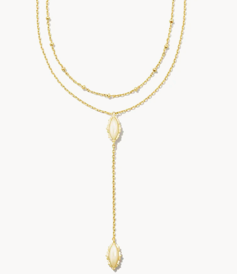 !Genevieve Multi Strand Y Necklace in Gold