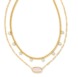 !Kendra Scott Framed Elisa Multi Strand Necklace in Pink Opalite Illusion