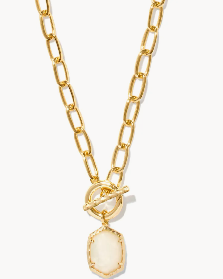 !Daphne Convertible Gold Link and Chain Necklace in Ivory