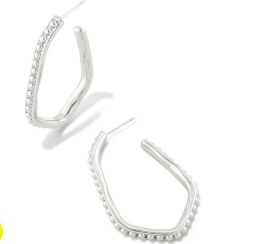 !Lonnie Beaded Hoop Earring - Silver