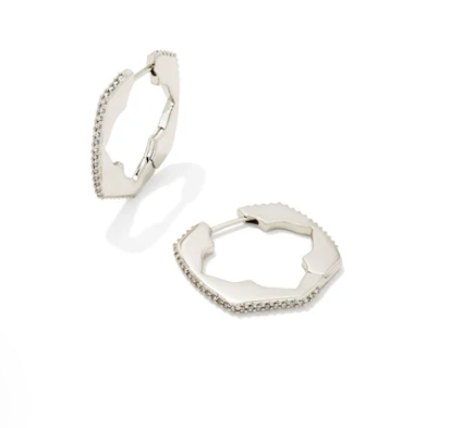 !Kendra Scott Mallory Huggie Hoop Earrings in White Crystal