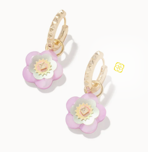 !Deliah Convertible Gold Huggie Earrings in Pastel Mix