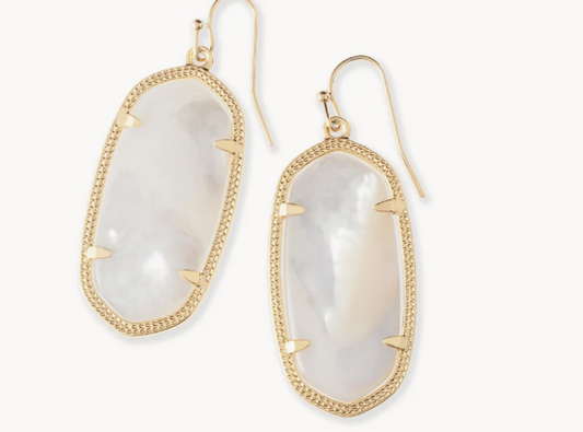 Elle Gold Drop Earrings in Ivory Mother-of-Pearl