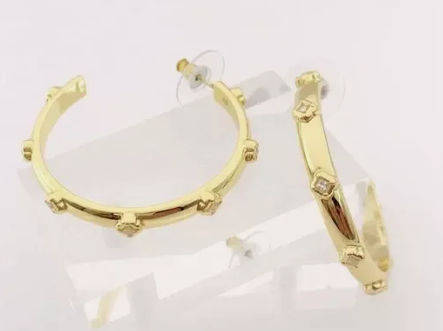 !Kendra Scott Joelle Gold Hoop Earrings in White Crystal