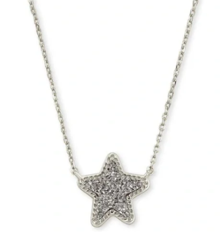 !Kendra Scott Jae Star Silver Pendant Necklace in Drusy