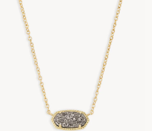 Elisa Gold Pendant Necklace in Platinum Drusy