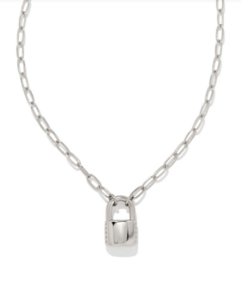 Kendra Scott Jess Sm. Lock Necklace in Silver