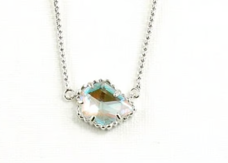 Kendra Scott Tess Dichroic Glass Necklace Silver Tone