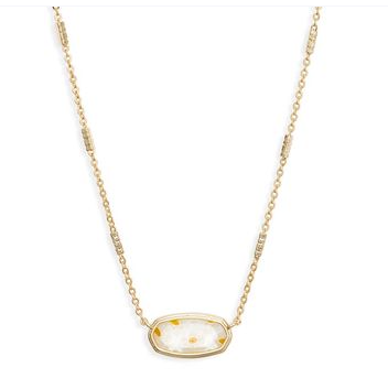 Kendra Scott Elisa Frame Pendant Necklace in Gold White Mosaic Glass