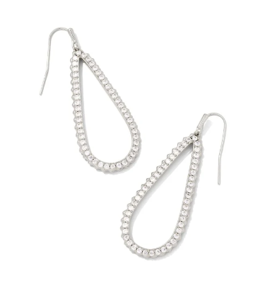 KENDRA SCOTT Payton Open Frame Earrings Rhodium - White Crystal