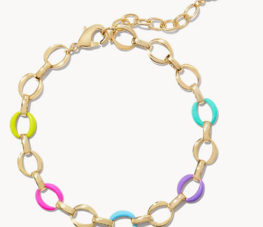 Kelsey Gold Chain Bracelet in Multi Mix