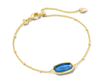 !Kendra Scott Framed Elaina Delicate Chain Bracelet in Dark Blue Mother-of-Pearl