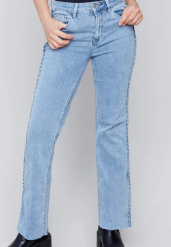 Braided Side Seam Jeans - Light Blue