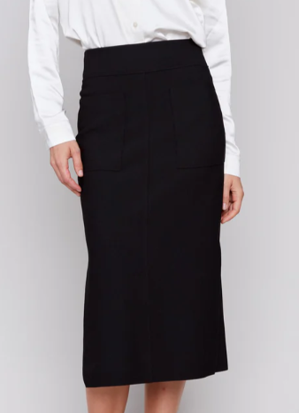 Gutsy Crepe Skirt with Patch Pockets - Black