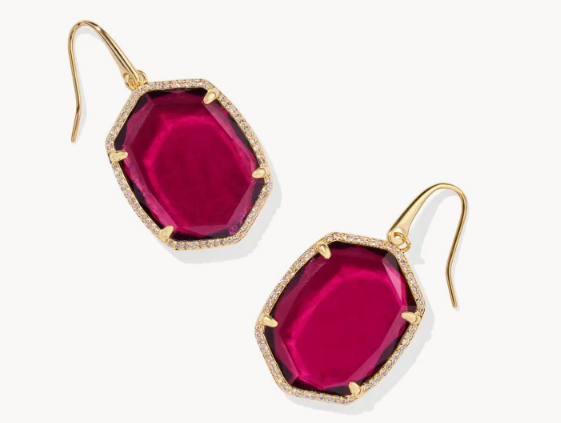 !Daphne Gold Pave Frame Drop Earrings