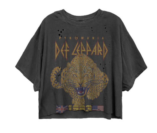 Def Leppard Tour 1983 Cat Women's Vintage Crop Top T-Shirt