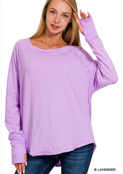 Cotton raglan sleeve thumbhole top