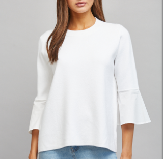 Ruffle Sleeve Crewneck Top