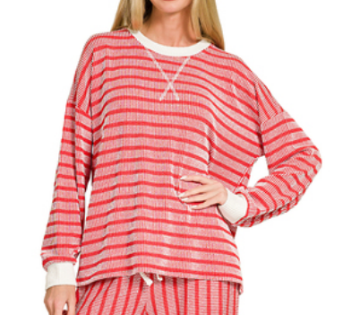 Striped Contrast Trim Pullover Top