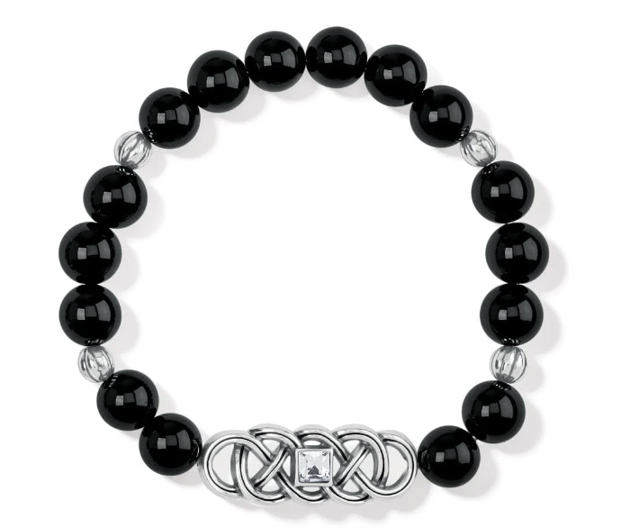 Interlok Lustre Black Agate Strech Bracelet