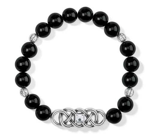 Interlok Lustre Black Agate Strech Bracelet
