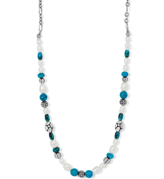 Pebble Turquoise and Pearl Necklace