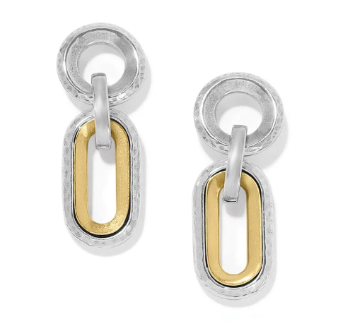 Medici Two Tone Link Post Drop Earrings