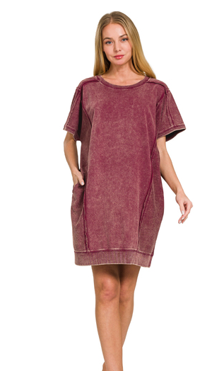 Acid Wash T-Shirt Pocket Dress