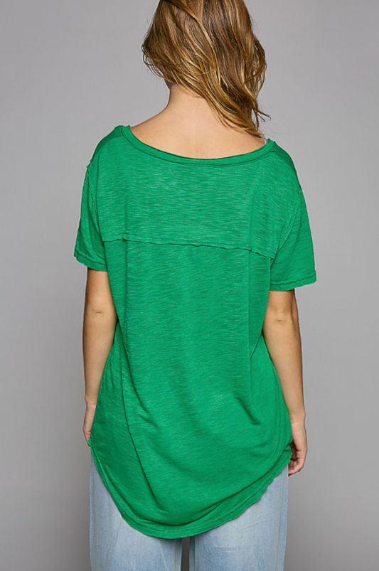 Kelly Green U-Neck Pocket Tee