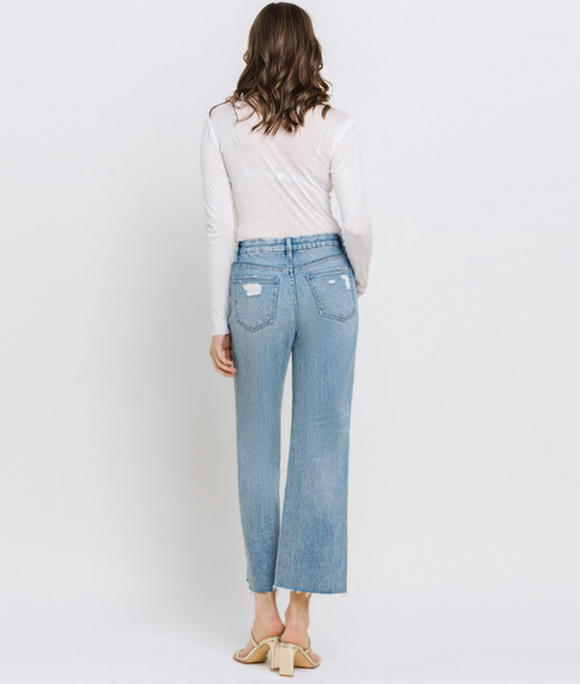 Vervet Mid Rise Crop Wide Leg Jeans - Olivia