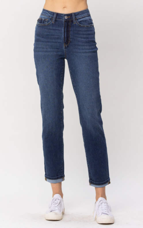 Belle High Rise Cool Denim Sustainable Cuff Boyfriend Jeans