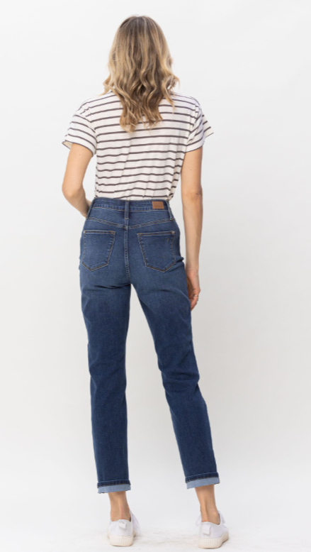 Belle High Rise Cool Denim Sustainable Cuff Boyfriend Jeans