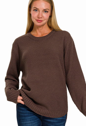 Zenana Wide Neck Knitted Sweater