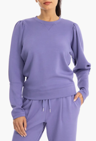 Pleated Puff Sleeve Sweatshirt