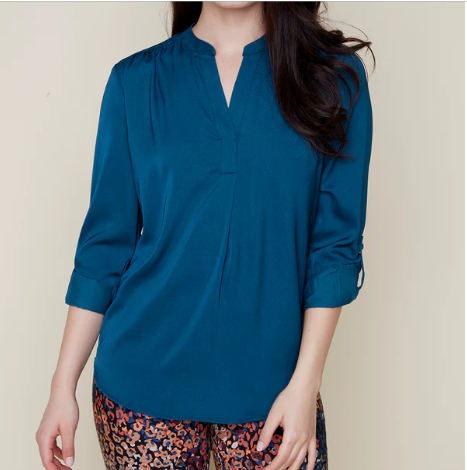 RENUAR air flow split v neck blouse