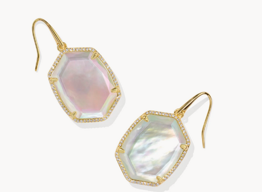 Daphne Gold Pave Frame Drop Earrings