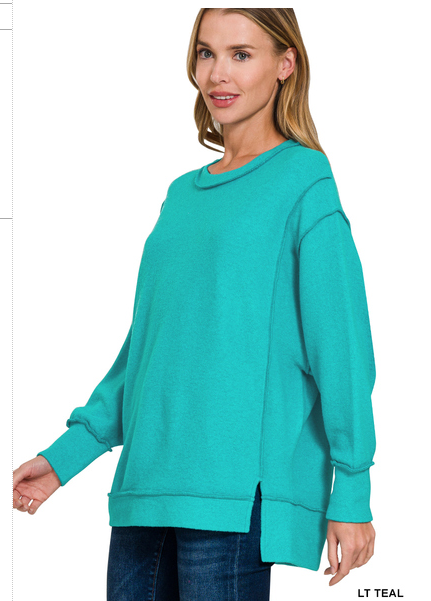 Brushed melange hacci oversized sweater