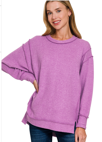 Brushed melange hacci oversized sweater