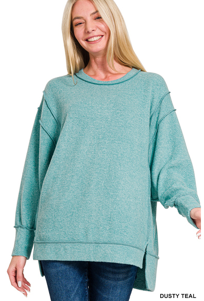 Brushed melange hacci oversized sweater