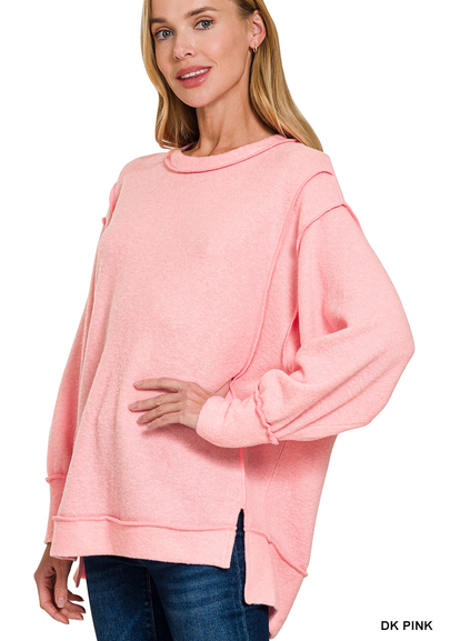 Brushed melange hacci oversized sweater