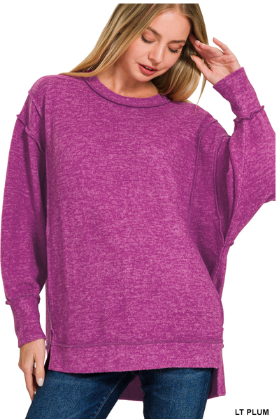 Brushed melange hacci oversized sweater