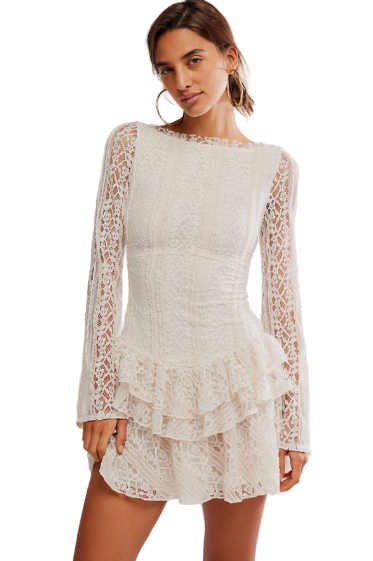 TABBY LACE MINI DRESS- ivory