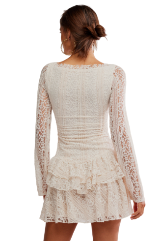 TABBY LACE MINI DRESS- ivory