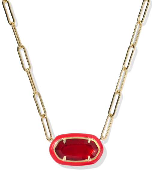 Elisa Enamel Frame Gold Paperclip Necklace